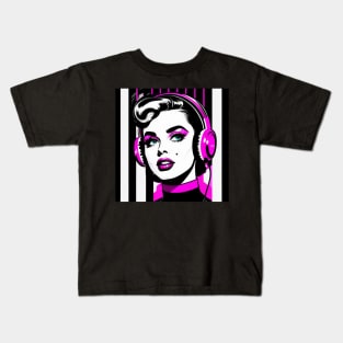 Hot Pink Headphones Vintage Lucy Kids T-Shirt